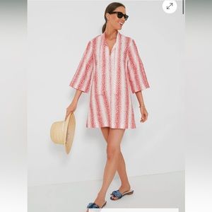 Tuckernuck Speckled Pink Coral Poplin Marseille Caftan Dress BNWT Small
